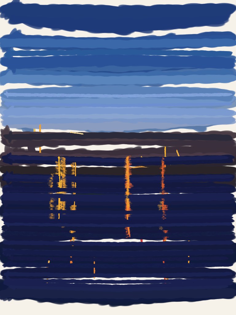 The current painting, made from the model’s individual brushstrokes.